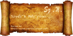 Szvák Márton névjegykártya