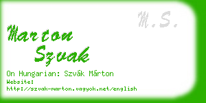 marton szvak business card