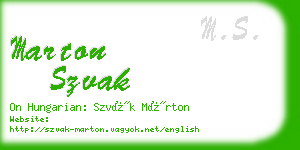 marton szvak business card